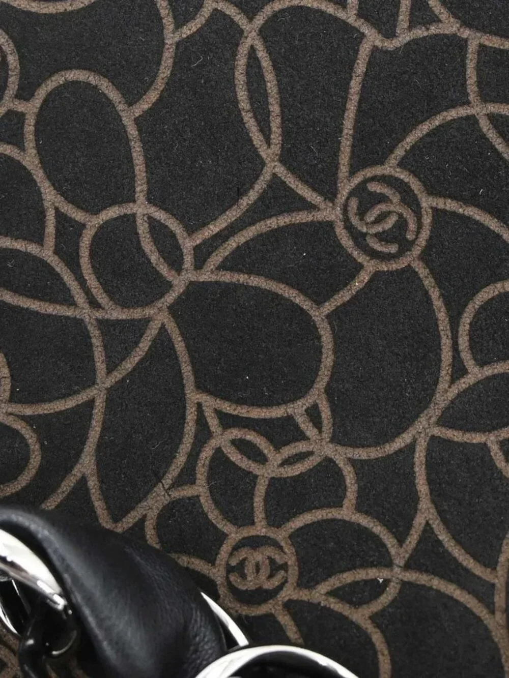 Chanel Black Suede Camellia Handbag NQ08437